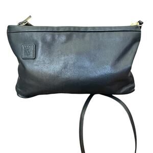 VINTAGE ANN KLEIN x Women's Navy Blue Leather Cross Body 90s Y2K